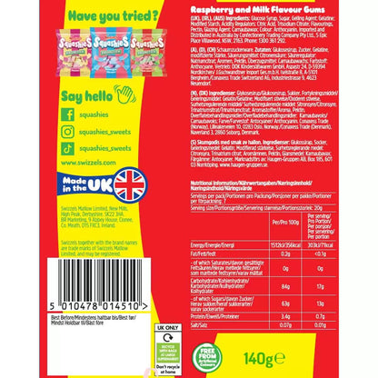 Drumstick Squashies chewy sweets – soft raspberry and milk flavor candy