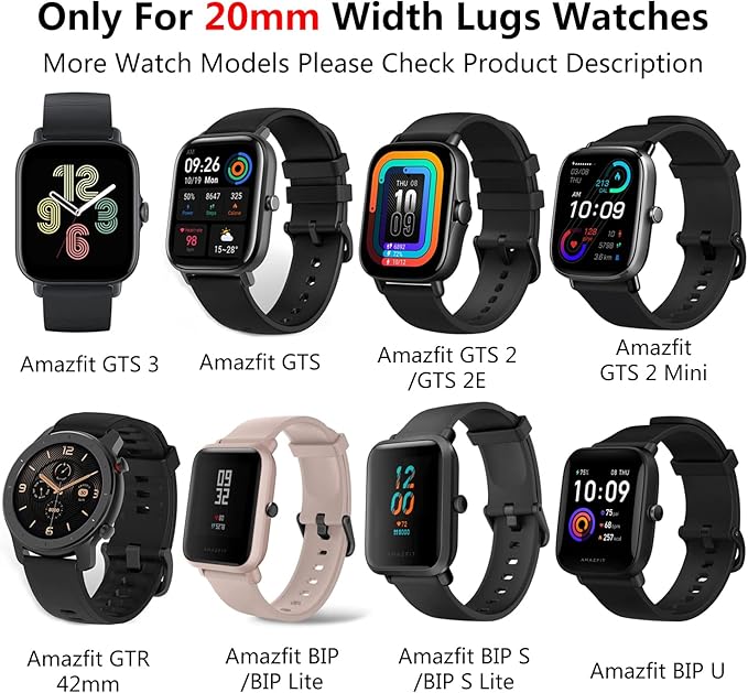 Soft flexible silicone strap for Amazfit GTS 3 and GTS 2 Mini