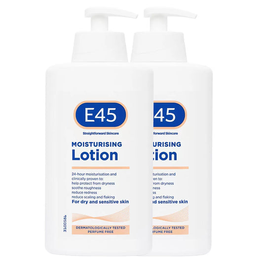 E45 Lotion 2 x 500ml bottles, perfect for dry and sensitive skin