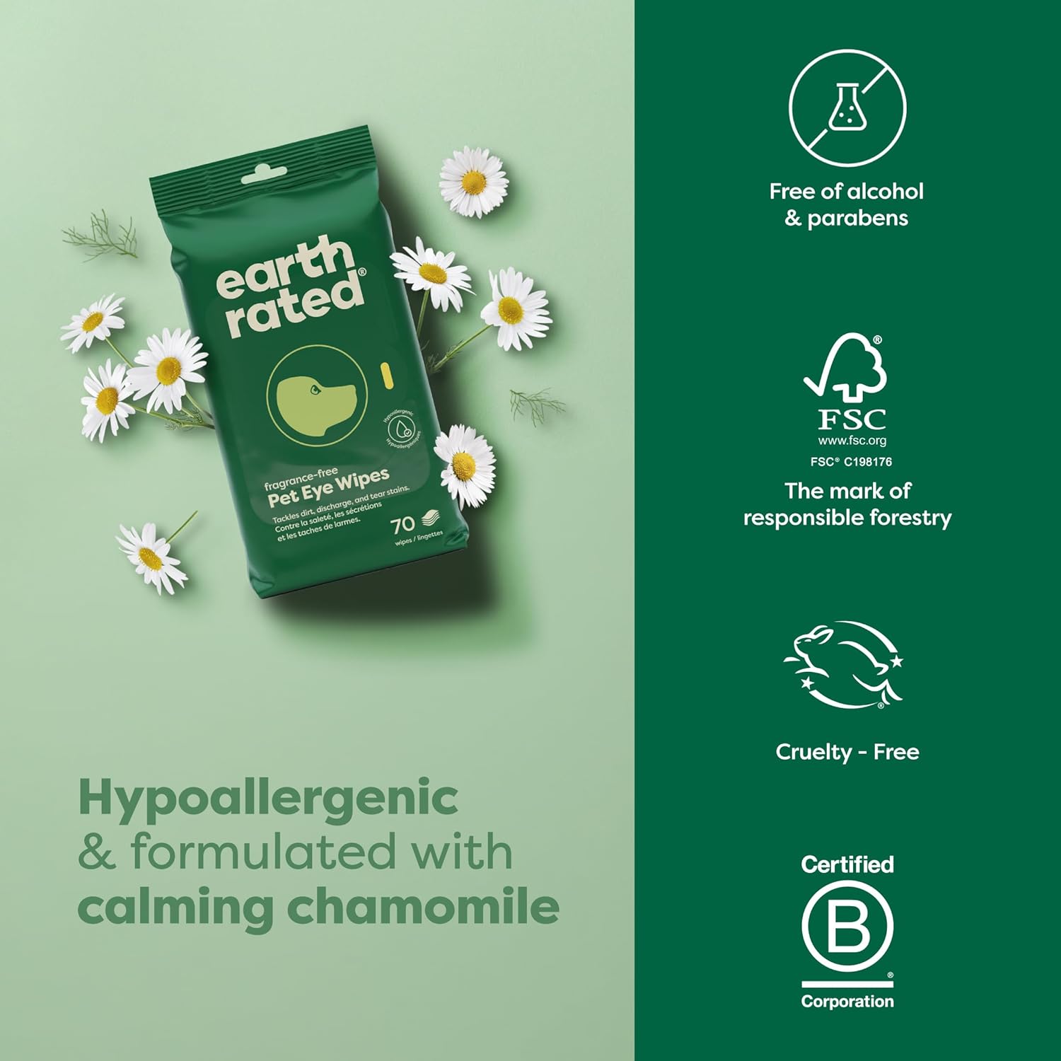 Soft cleaning pads for pet eyes – Earth Rated fragrance-free wipes