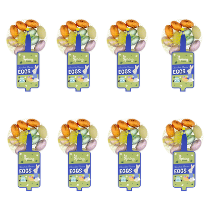 Nets filled with 12 chocolate eggs and Easter figures