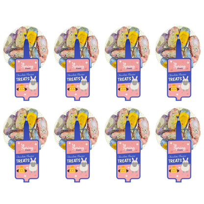 Nets filled with chocolate eggs and Easter figures