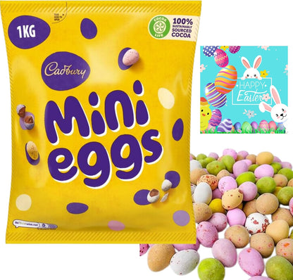 kg Easter mini eggs with a cheerful card – ready for egg hunts