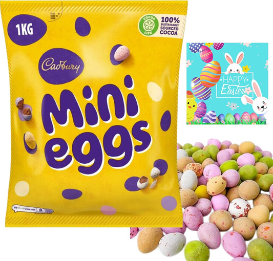 kg Easter mini eggs with a cheerful card – ready for egg hunts