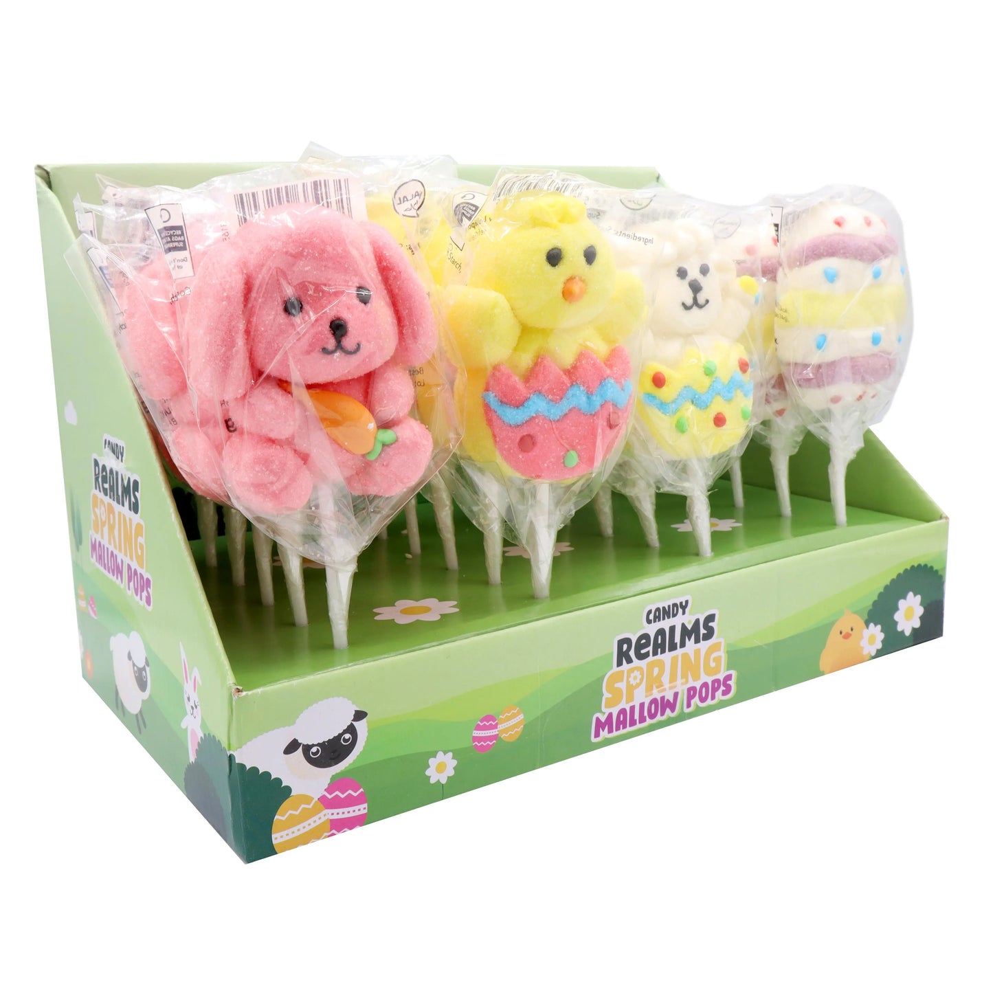 Sugar coated fruit flavoured marshmallow lollipop