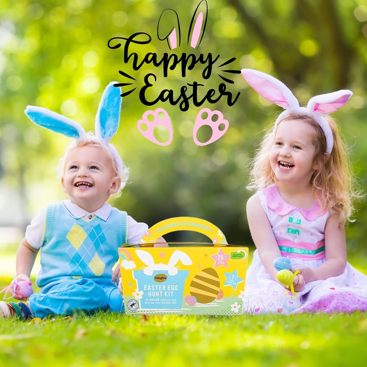 Assorted Easter snacks and treats for kids in gift box