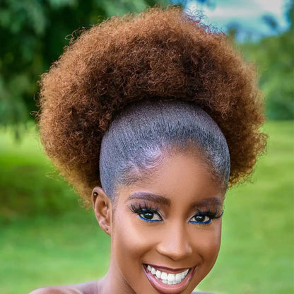 Voluminous afro puff synthetic hair bun extension
