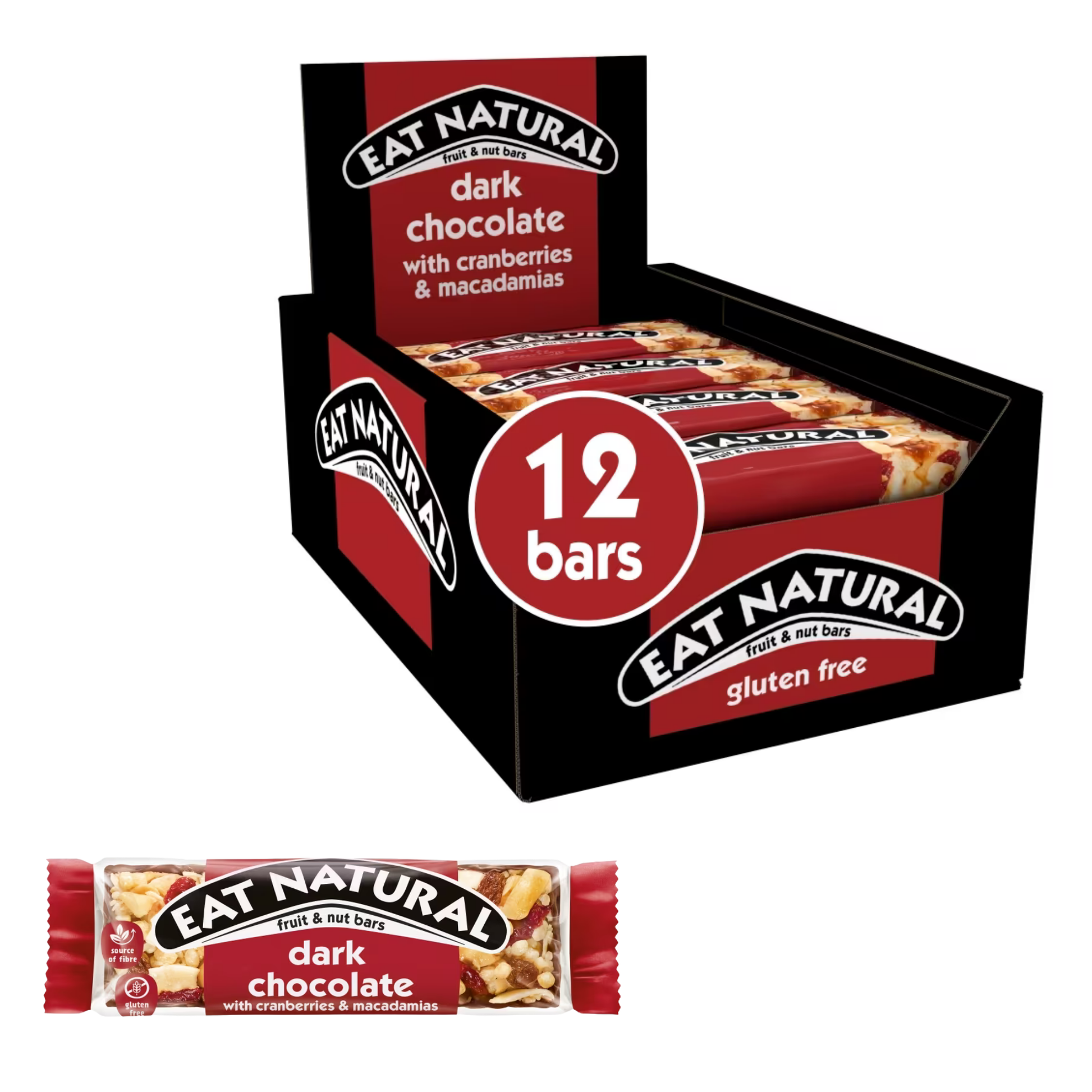 Eat Natural Dark Chocolate with Cranberries & Macadamias Bar 40g