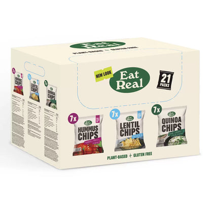 Eat Real Variety Box 21 Pack with chickpea and quinoa chips