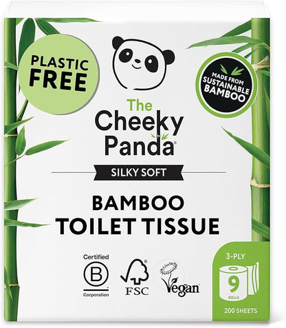 Bamboo toilet paper with plastic-free packaging, ideal for eco-conscious households
