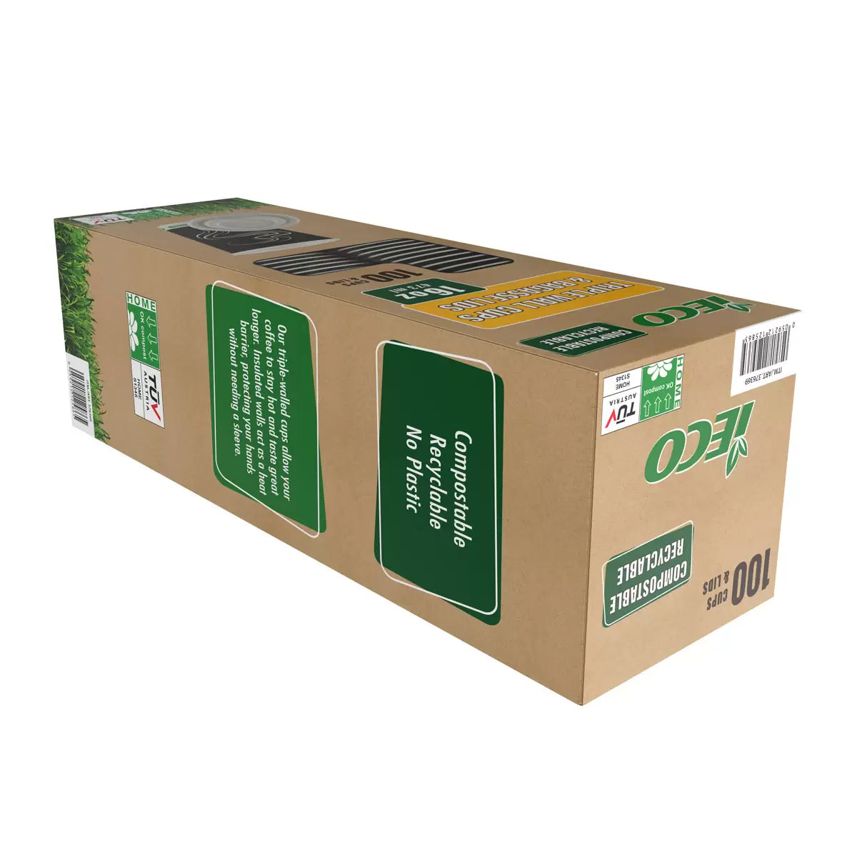 Eco friendly insulated paper coffee cups bulk pack