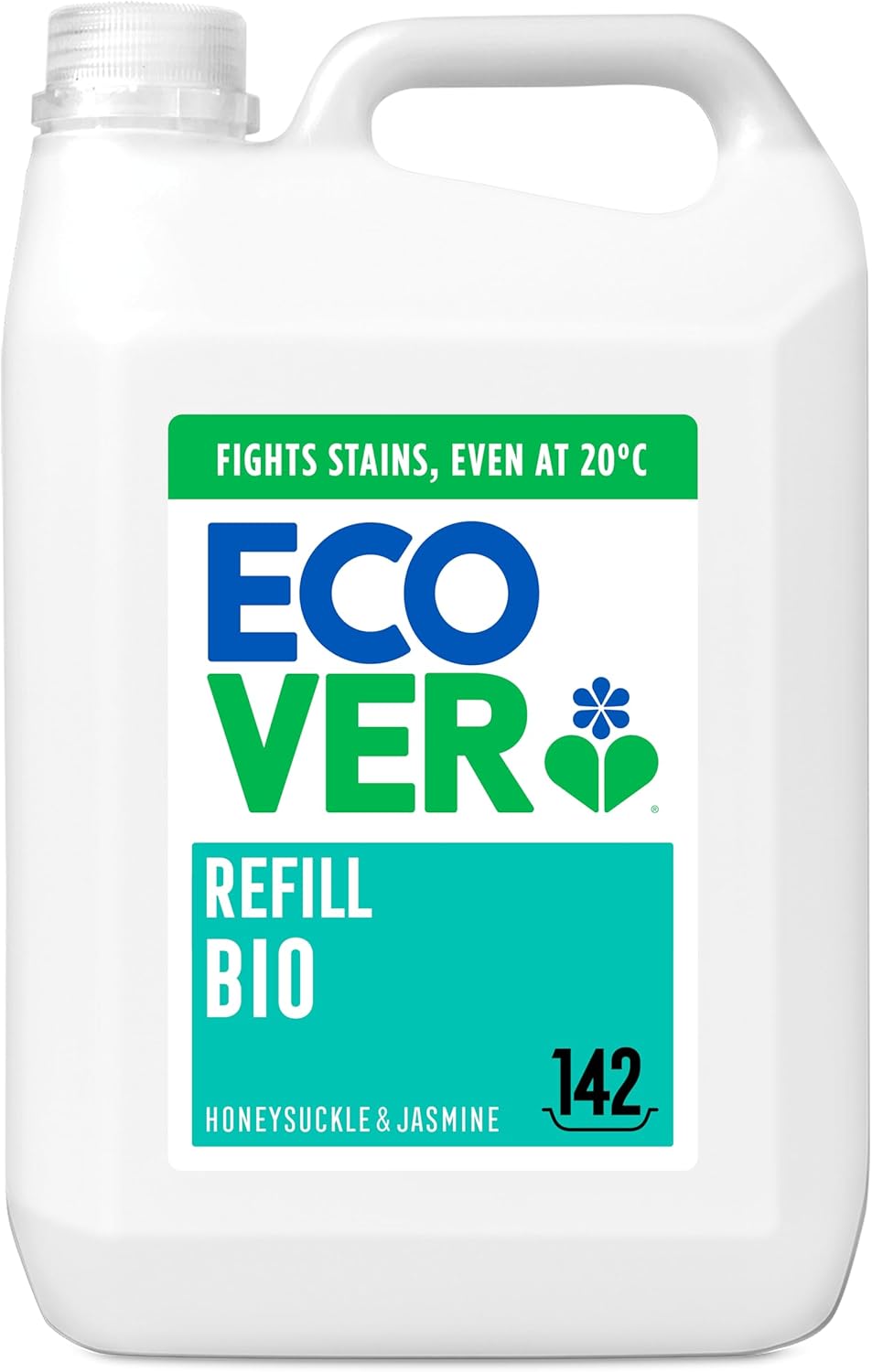 Ecover Bio Laundry Detergent Refill 5L – Offers a powerful, skin-friendly formula with a natural Honeysuckle & Jasmine fragrance, perfect for sensitive skin.