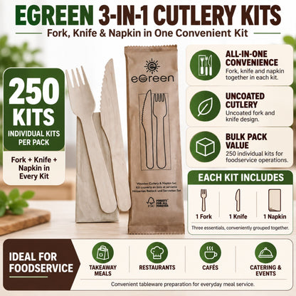 eGreen cutlery kit containing a fork knife and napkin