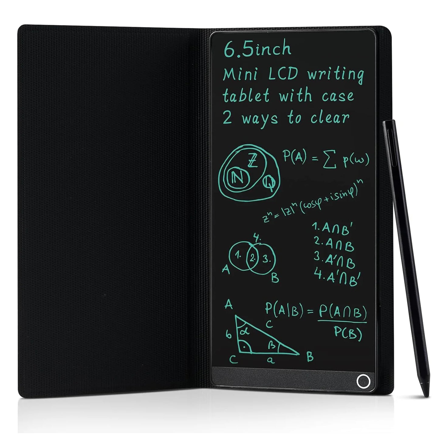 LCD tablet with leather case protective black case detail