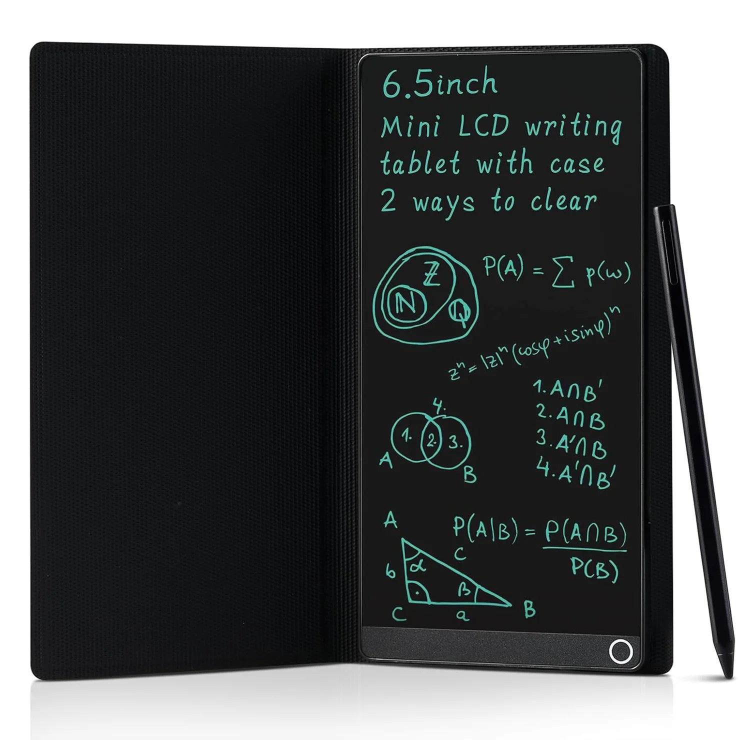LCD tablet with leather case protective black case detail