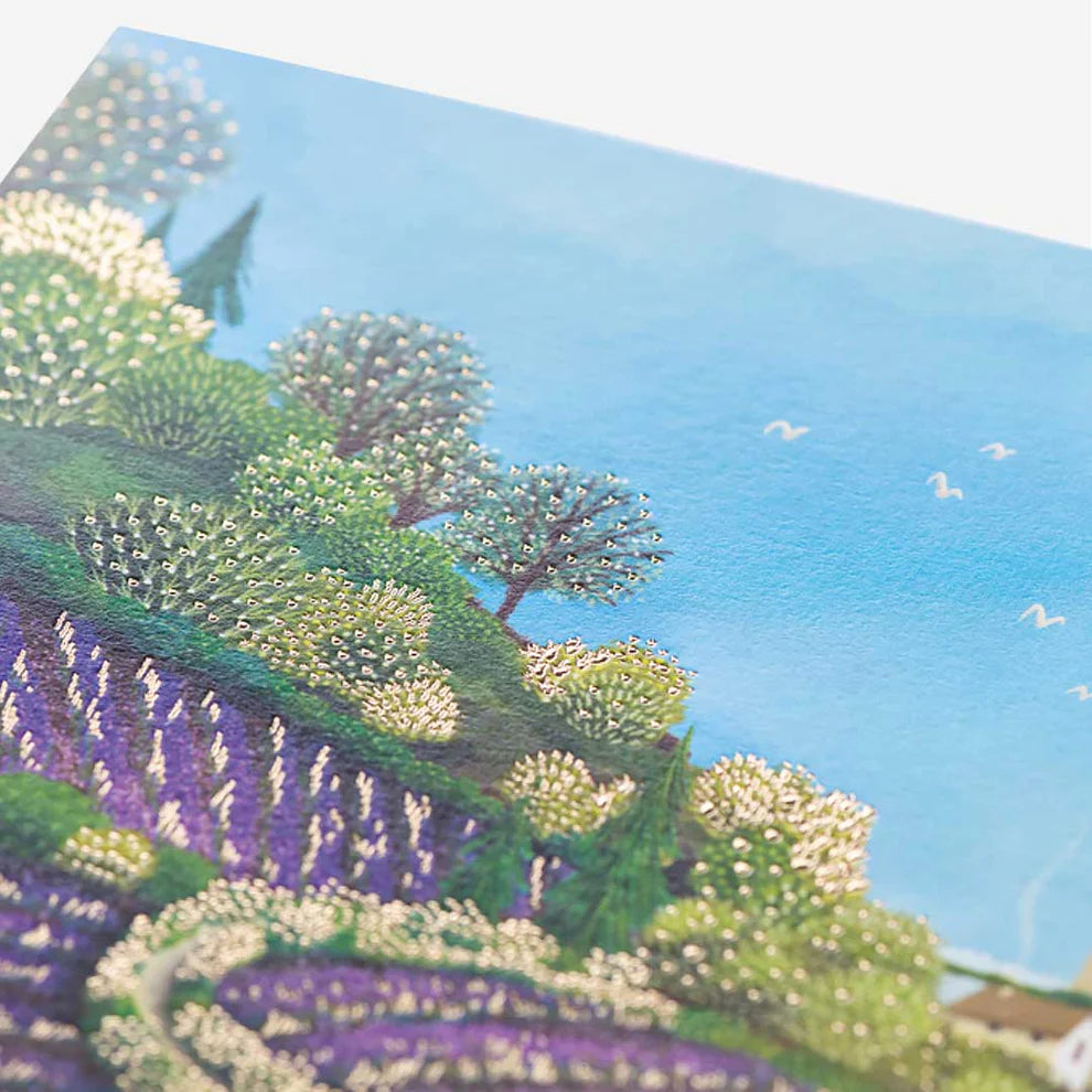 Elegant greeting card featuring lavender artwork, perfect for sending warm birthday wishes