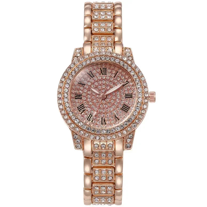 Elegant rhinestone bracelet watch for ladies