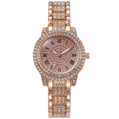 Elegant rhinestone bracelet watch for ladies
