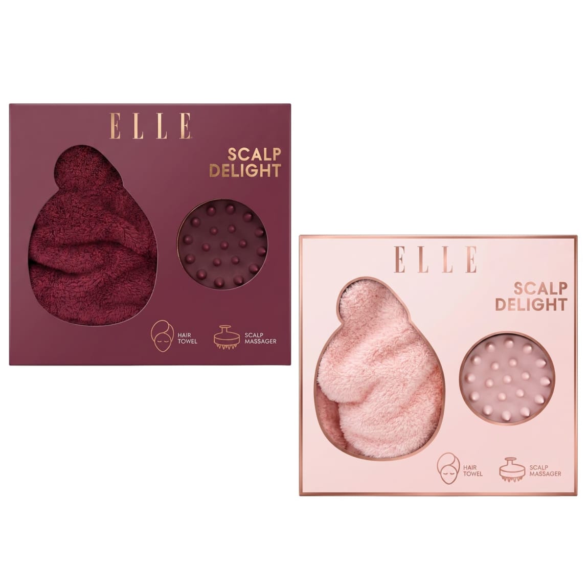Elle Scalp Delight Gift Set with Scalp Massager and Hair Towel
