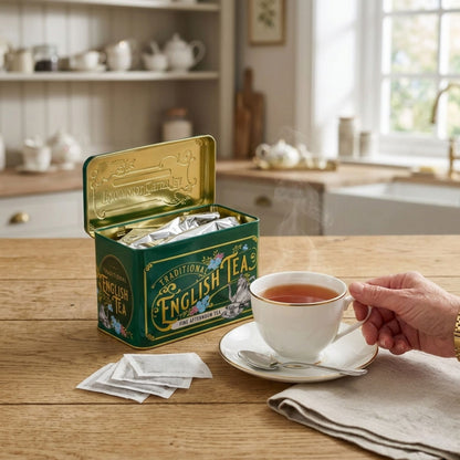 Elegant green tin with 40 Ceylon tea bags