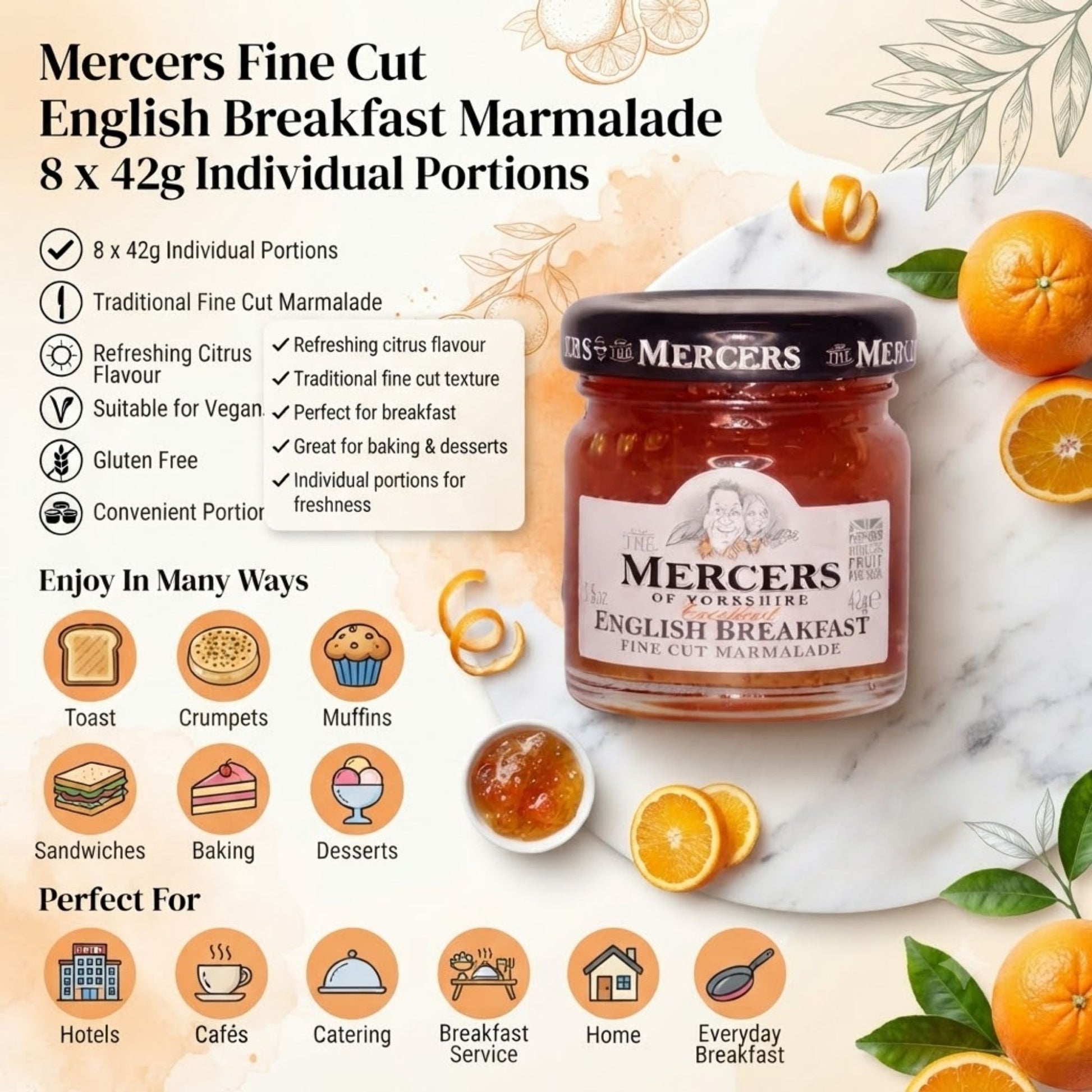 Fine cut marmalade portion pots