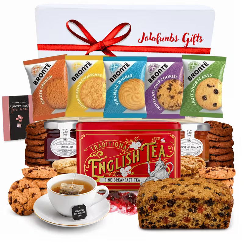 English breakfast tea gift hamper with classic treats