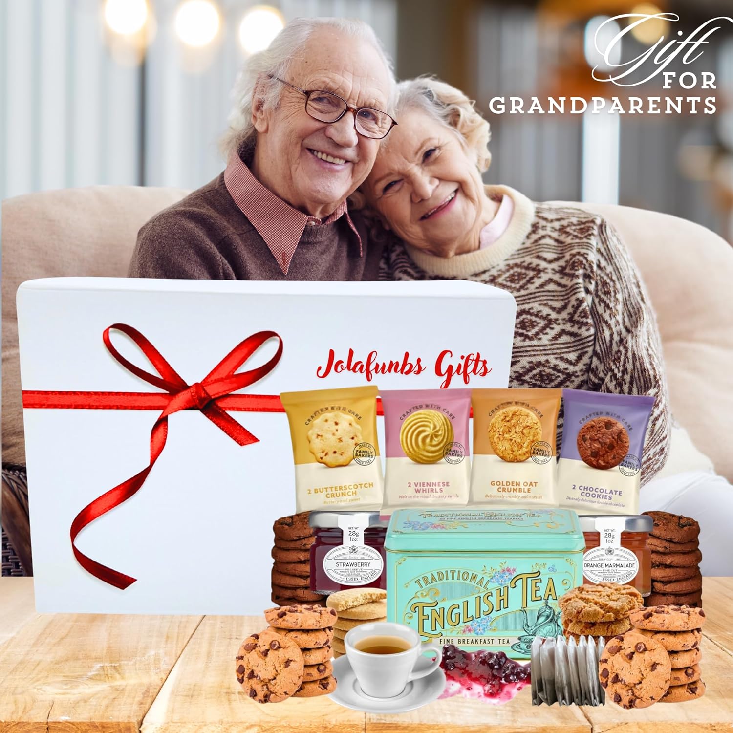 Collectible English tea tin with biscuits