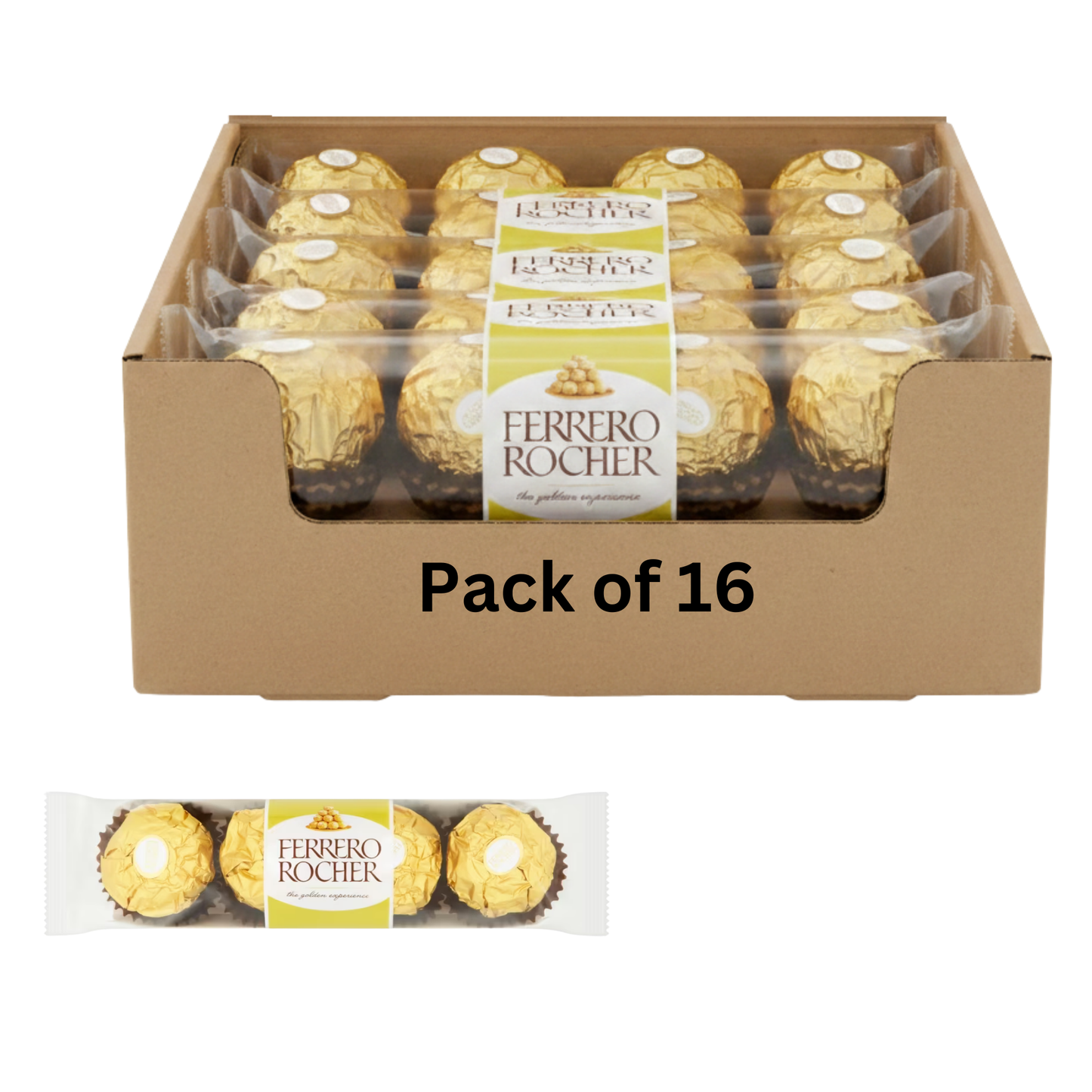 Ferrero Rocher Chocolate 4 Pack 50g milk chocolate with hazelnuts