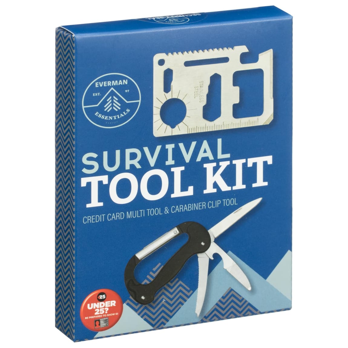 Everman Survival Tool Kit wallet-sized multitool and carabiner clip