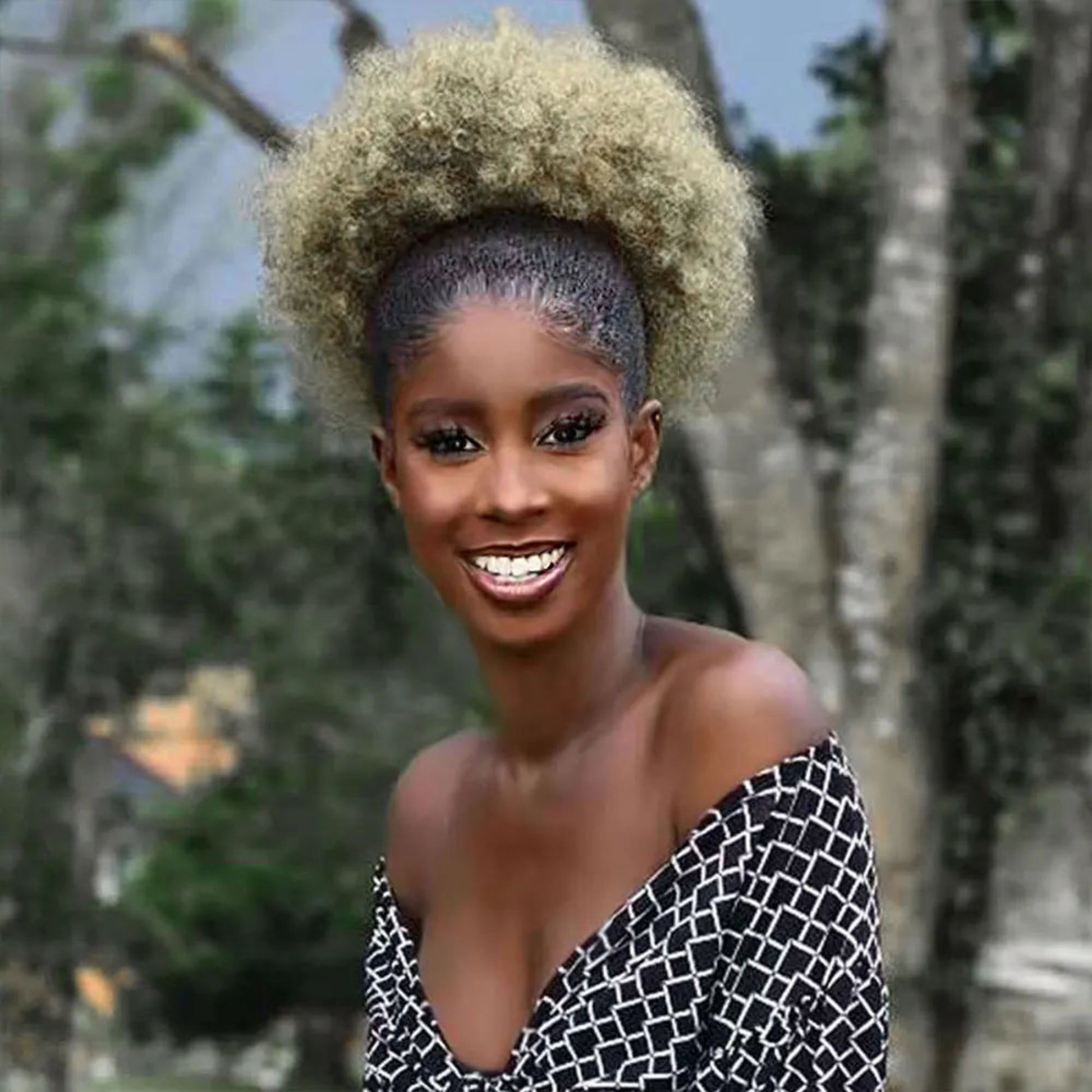 Short kinky curly puff ponytail extension