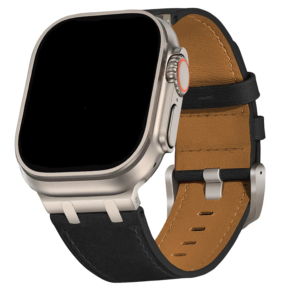 iWatch leather band close up stitch detail quality finish