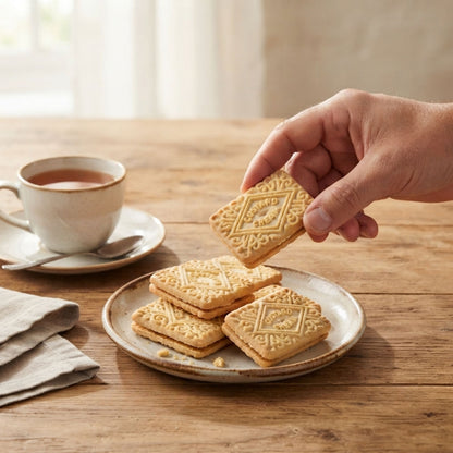 Custard creams served with tea