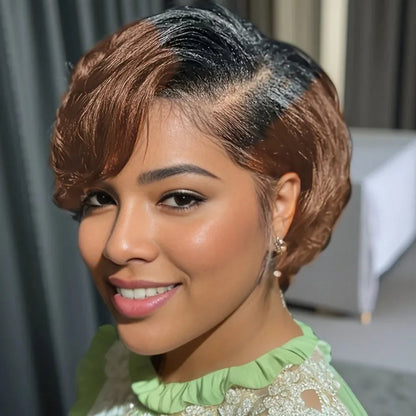 Soft straight human hair pixie cut wig