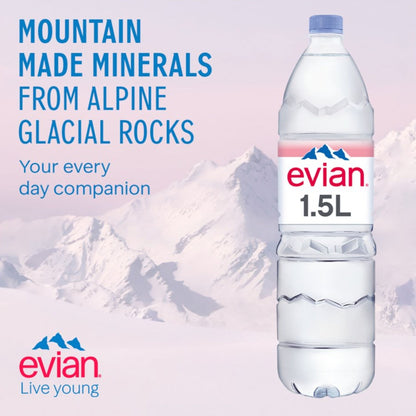 Eight Evian still water bottles multipack