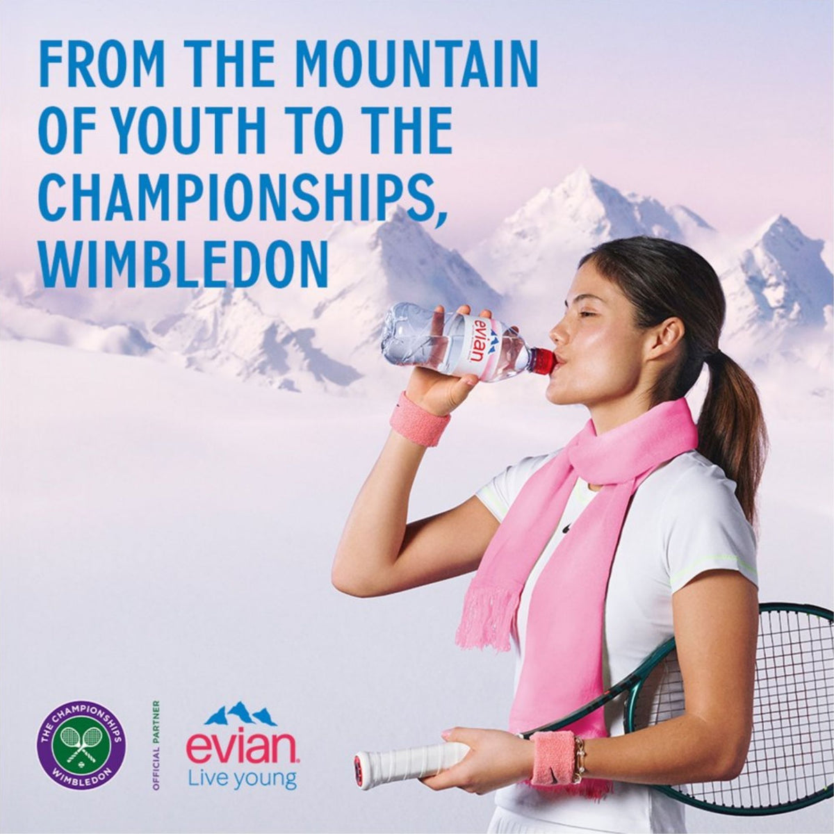Evian water naturally filtered through glacial rocks