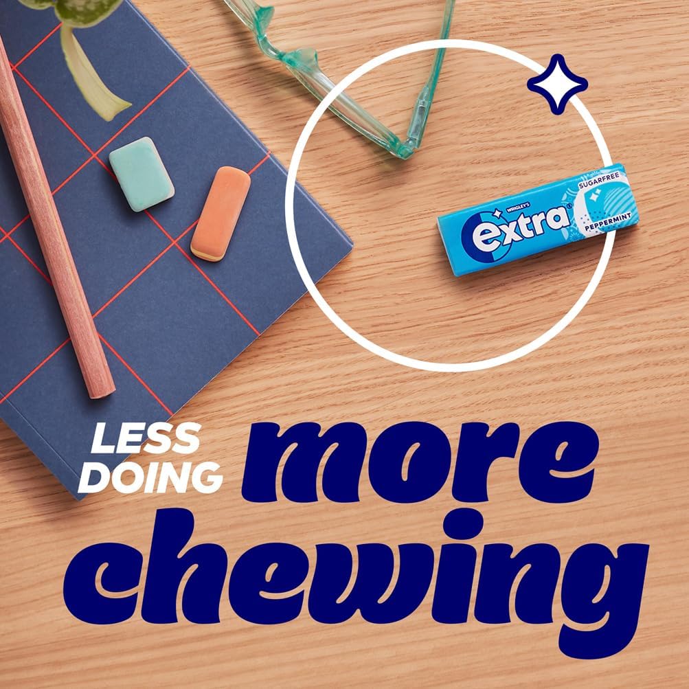 Extra Peppermint Sugar-Free Gum showing ingredients