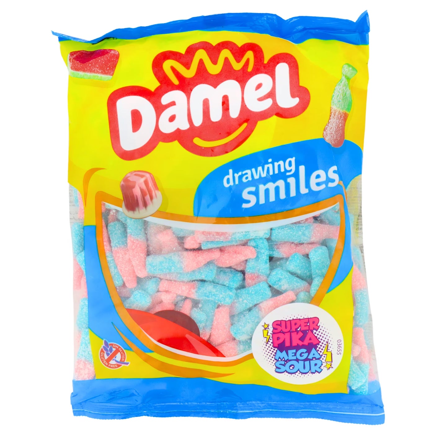 Colourful sour gummies with sugar coating