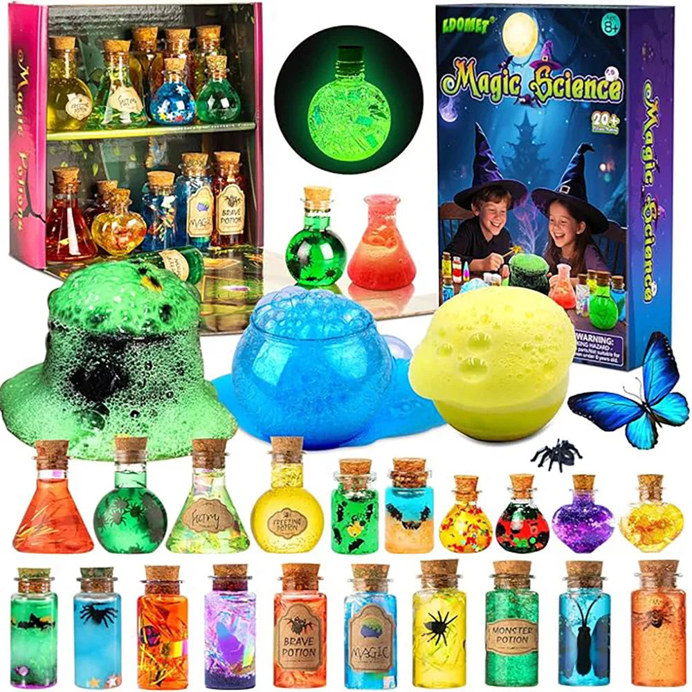 Kids DIY fairy magic potion kit with colourful craft bottles