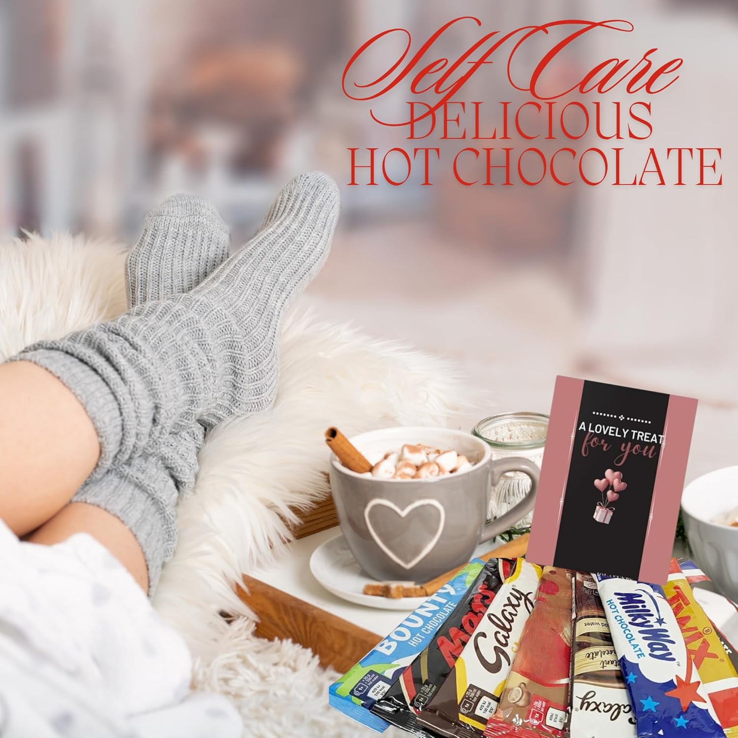 Family enjoying hot chocolate made from Celebration Gift Set during winter or birthdays