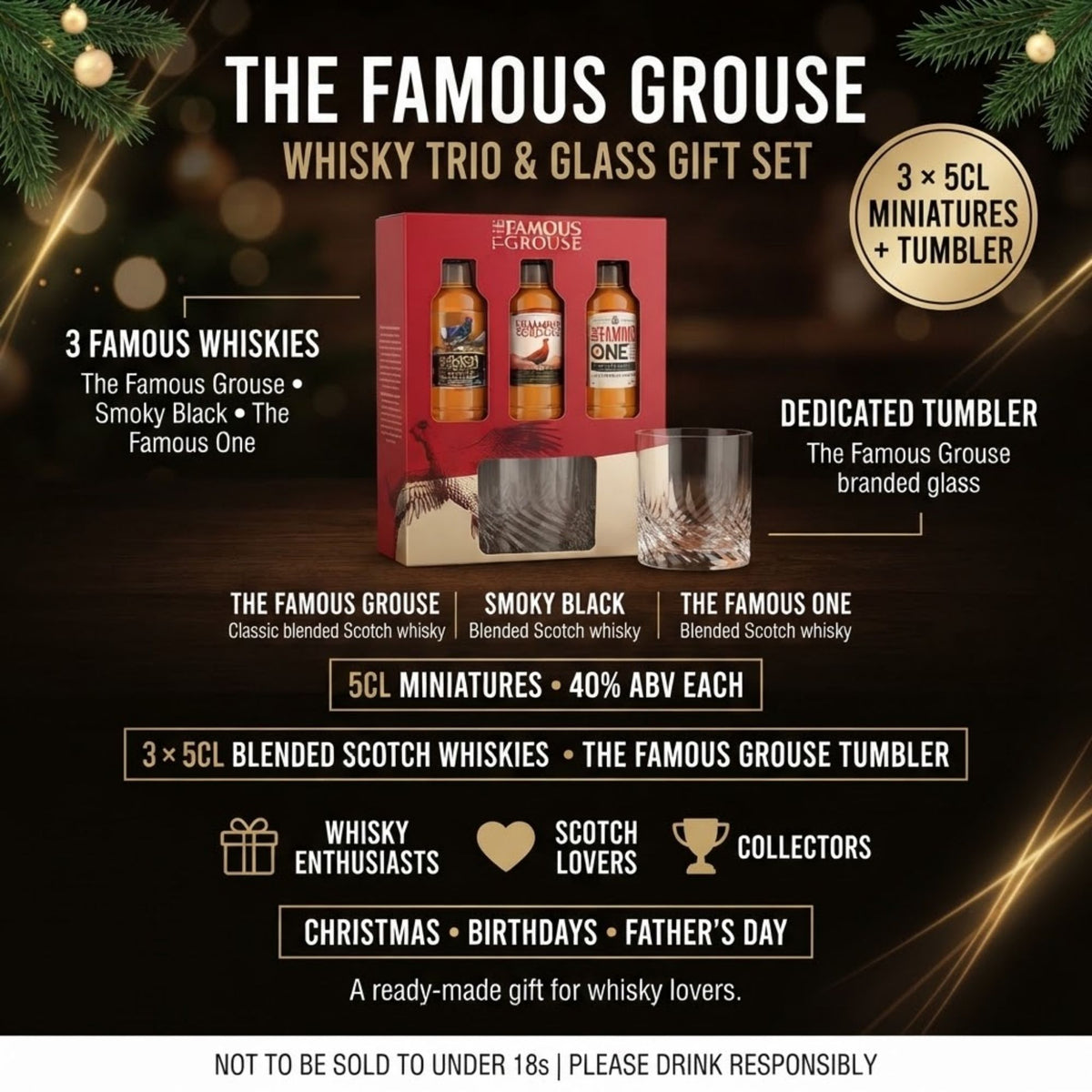 The Famous Grouse three miniature whisky gift set