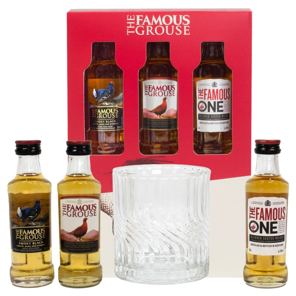The Famous Grouse Whisky Trio and Glass Gift Set