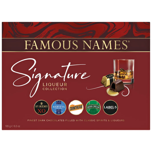 Famous Names Signature Collection 185g dark chocolate liqueur gift box
