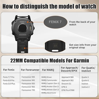 Durable QuickFit 22mm strap for Garmin Fenix series watches