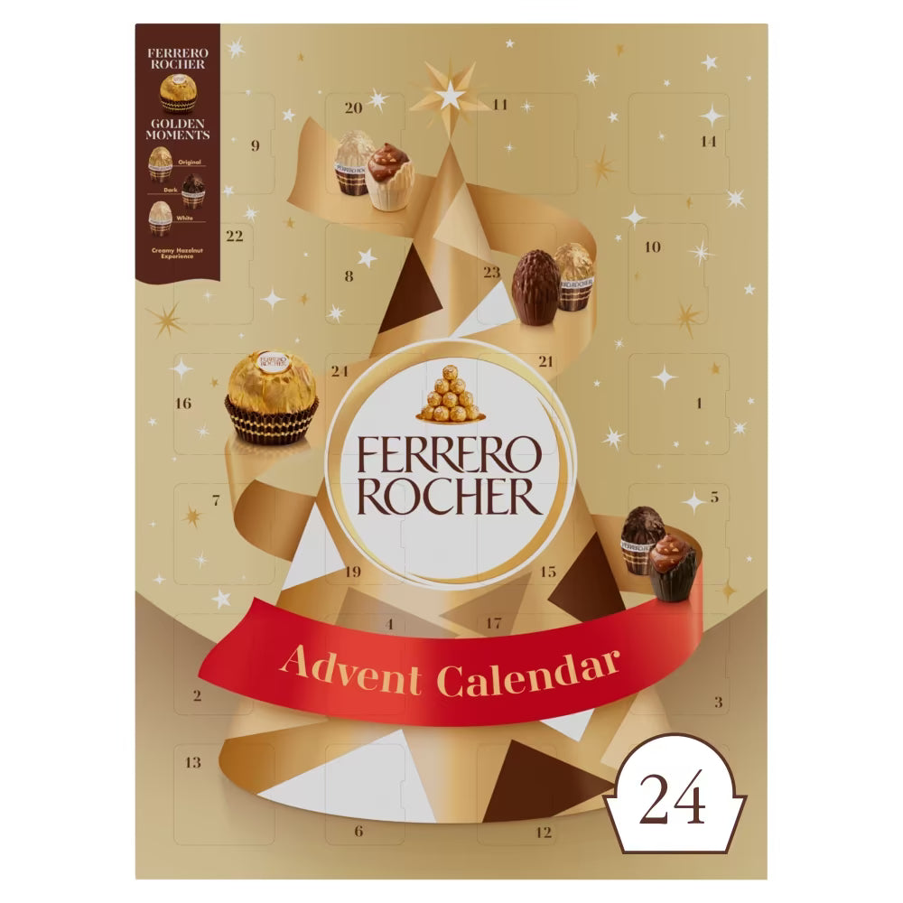 Ferrero Rocher Advent Calendar 258g with golden chocolates