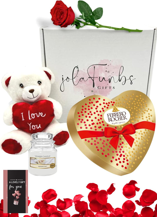 Ferrero Rocher Heart Chocolate Gift Box Bundle With Large Teddy Bear