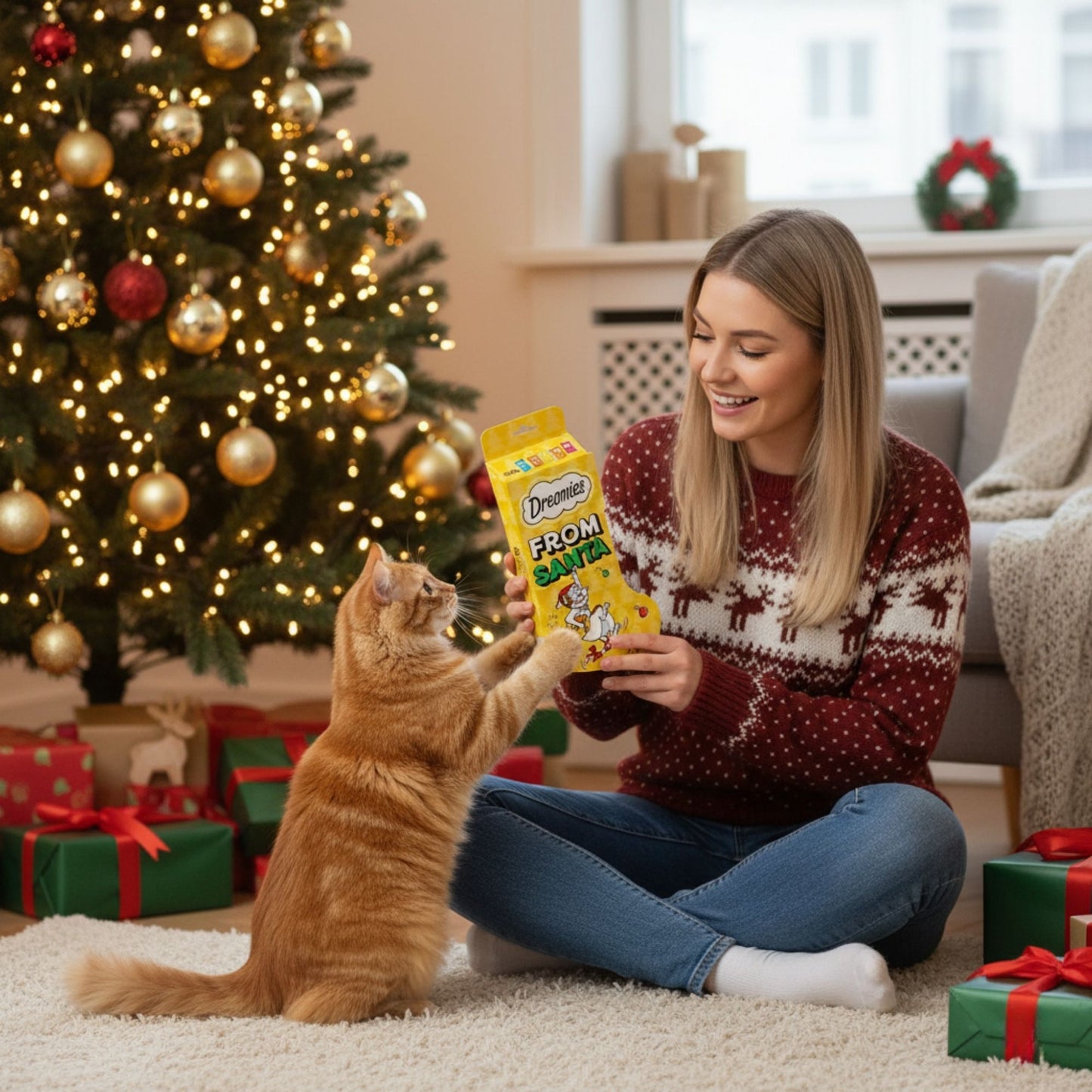 Dreamies cat treats stocking gift with mixed flavours