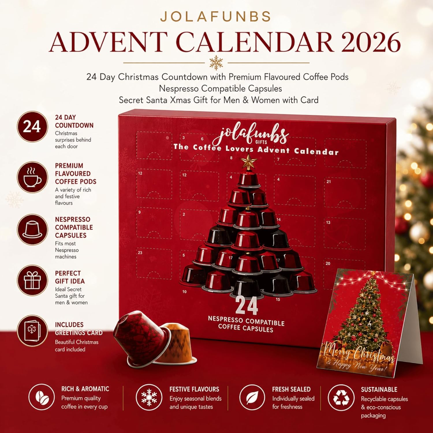 Coffee lover gift set with 24 daily capsule surprises
