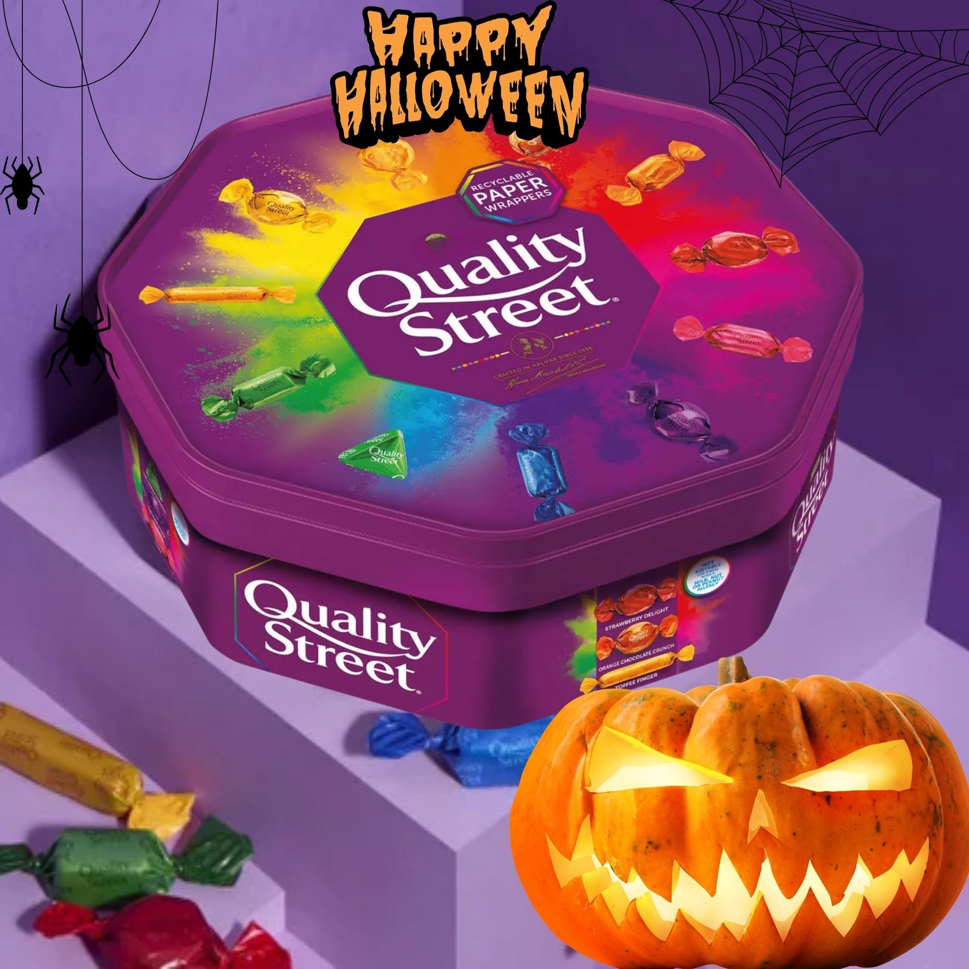 Festive Quality Street chocolates in resealable sharing tubs