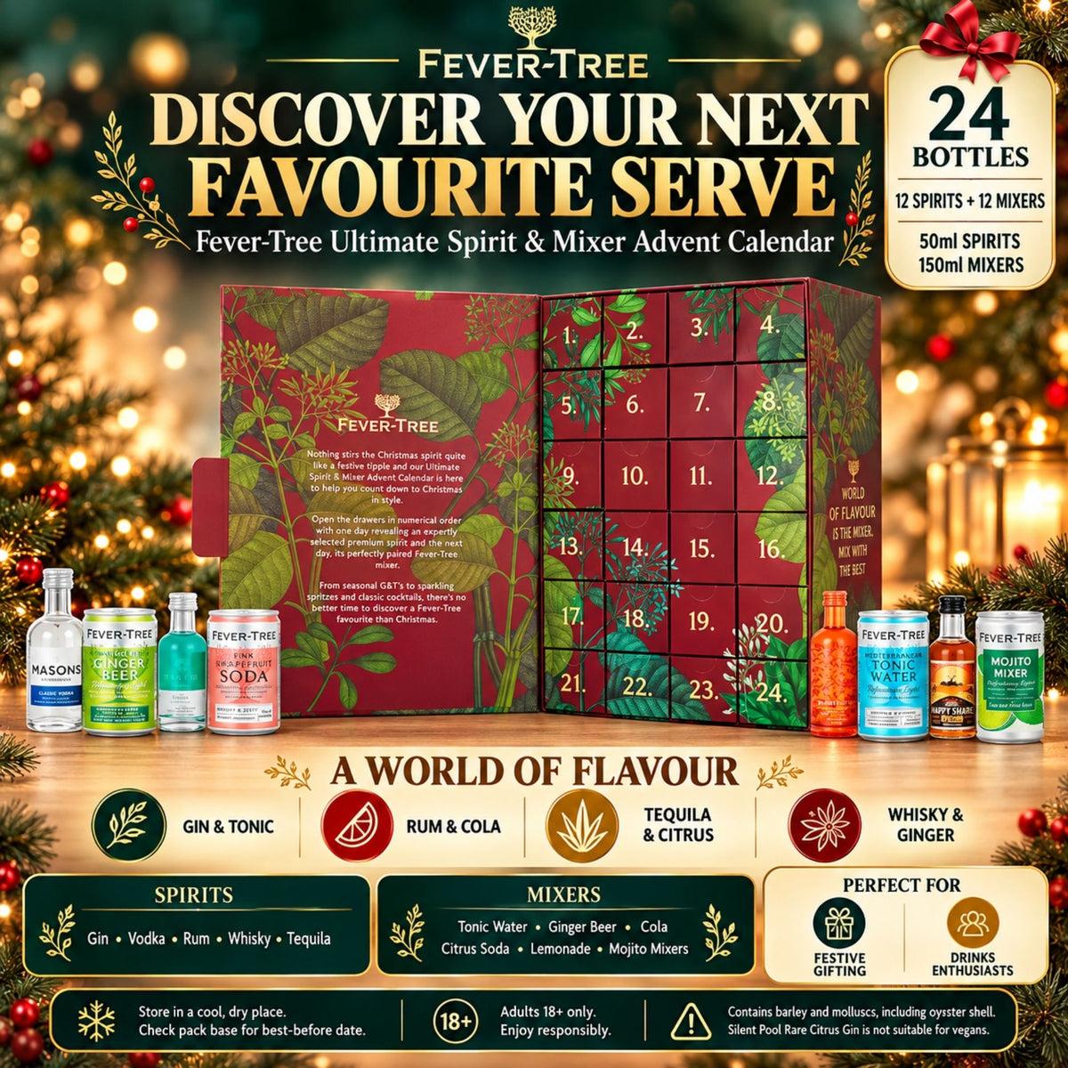 Fever-Tree spirits and mixers Christmas gift calendar