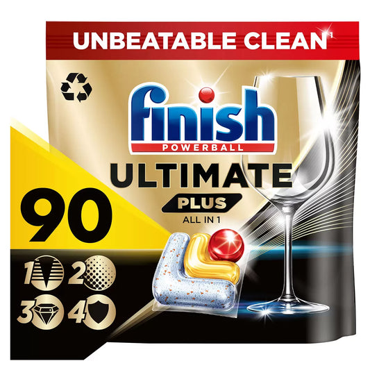  Finish Ultimate Plus All in One Lemon Sparkle, 90-pack for powerful dishwashing